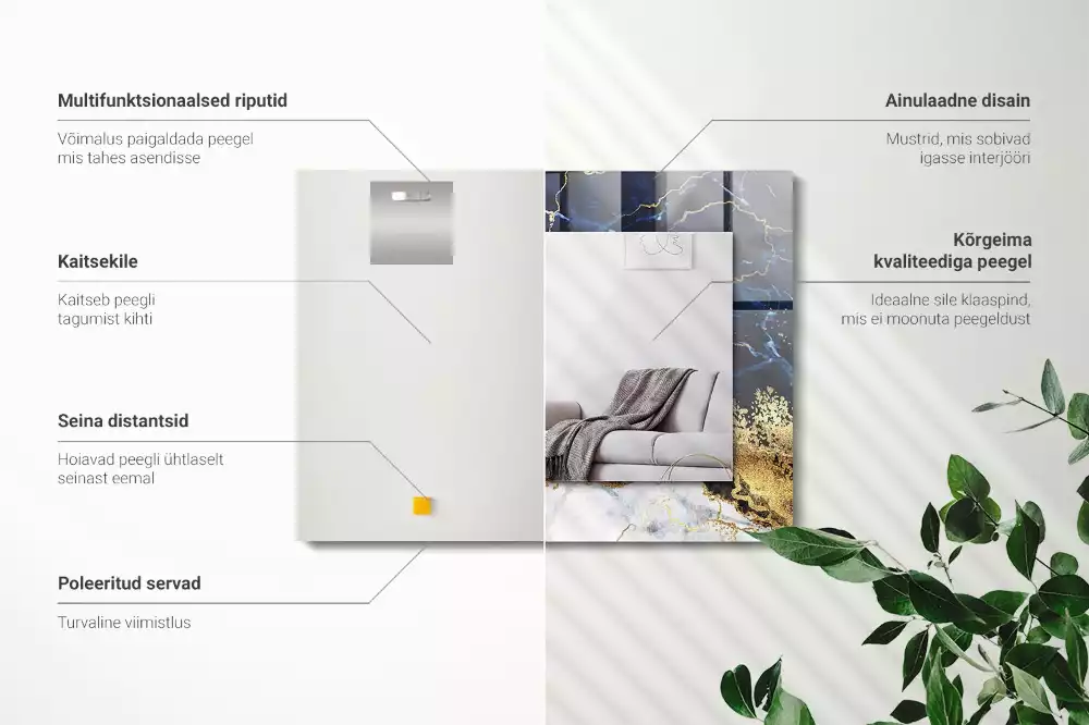 Rechteckiger dekorativer spiegel Marmorabs­traktion