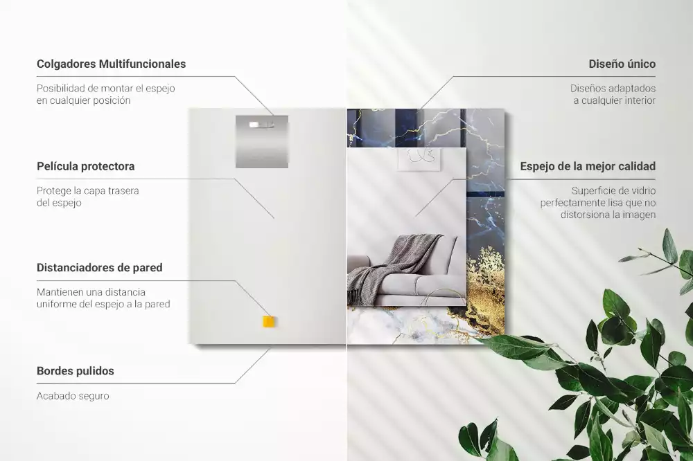 Rechteckiger dekorativer spiegel Marmorabs­traktion