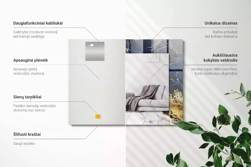 Rechteckiger dekorativer spiegel Marmorabs­traktion