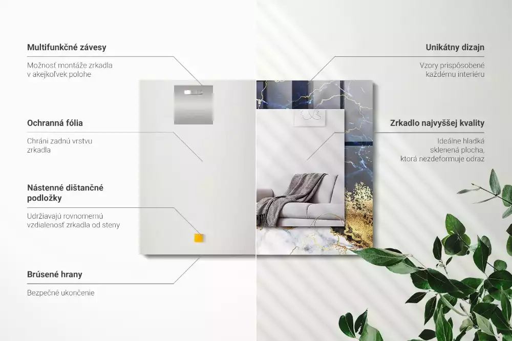 Rechteckiger dekorativer spiegel Marmorabs­traktion