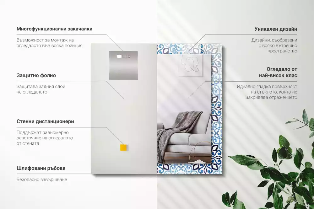 Spiegel mit rechteckigem aufdruck Blaues Ornamentmuster