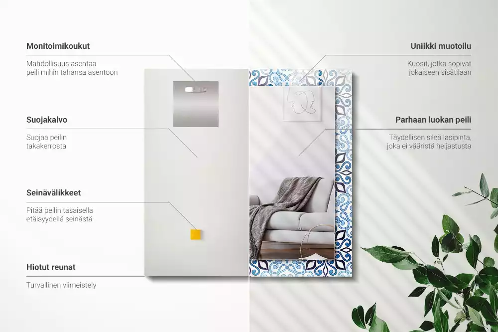 Spiegel mit rechteckigem aufdruck Blaues Ornamentmuster