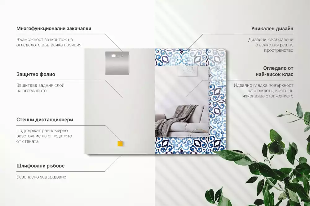 Spiegel mit rechteckigem aufdruck Blaues Ornamentmuster