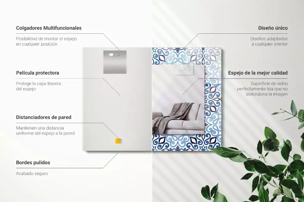 Spiegel mit rechteckigem aufdruck Blaues Ornamentmuster