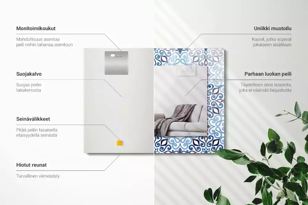 Spiegel mit rechteckigem aufdruck Blaues Ornamentmuster