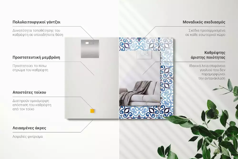 Spiegel mit rechteckigem aufdruck Blaues Ornamentmuster