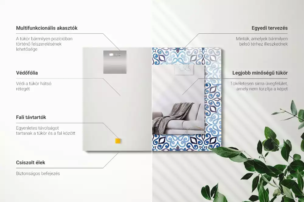 Spiegel mit rechteckigem aufdruck Blaues Ornamentmuster