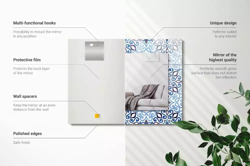 Spiegel mit rechteckigem aufdruck Blaues Ornamentmuster