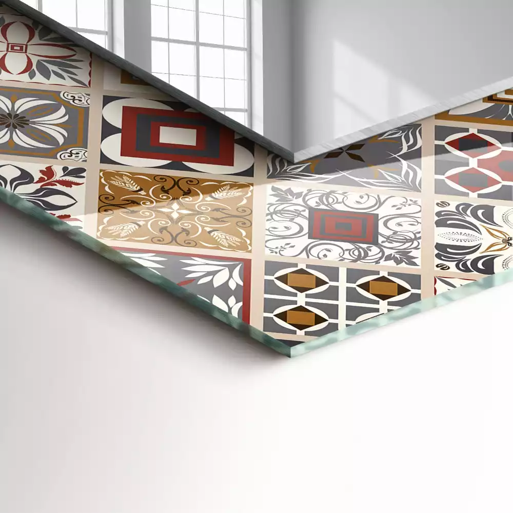 Rechteckiger dekorativer spiegel Bunte Fliesenmuster