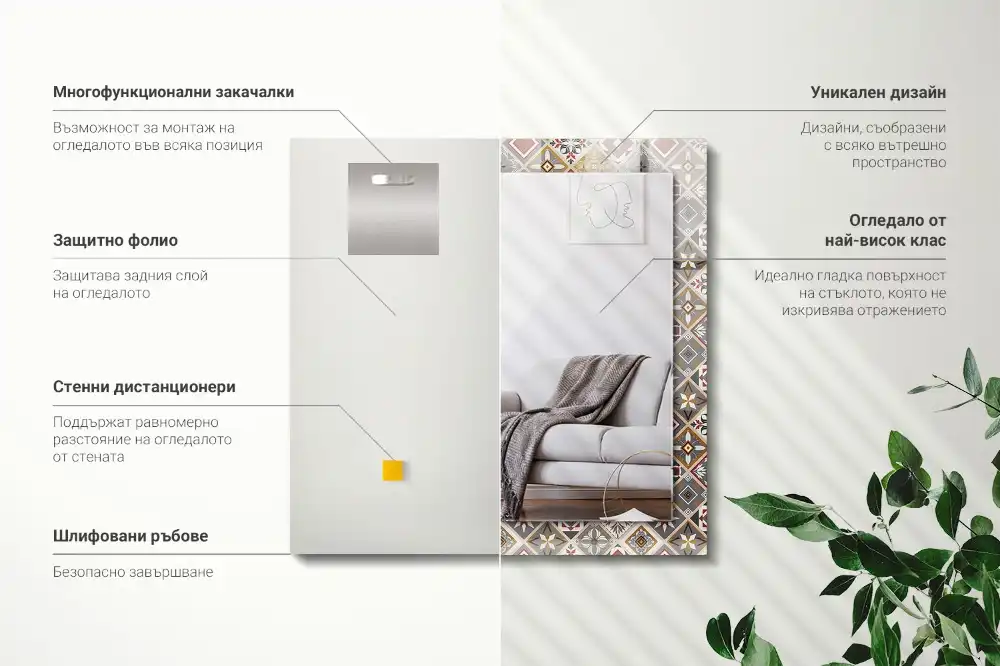 Rechteckiger dekorativer spiegel Bunte Fliesenmuster