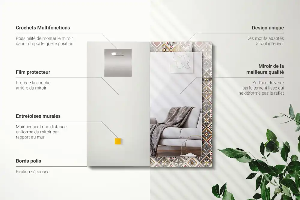 Rechteckiger dekorativer spiegel Bunte Fliesenmuster