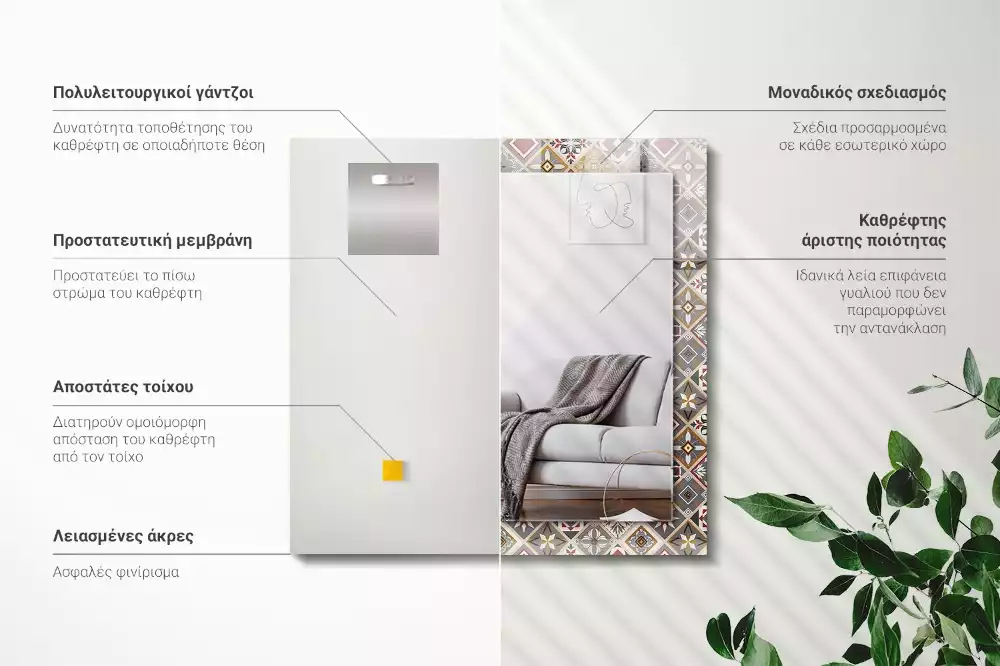 Rechteckiger dekorativer spiegel Bunte Fliesenmuster