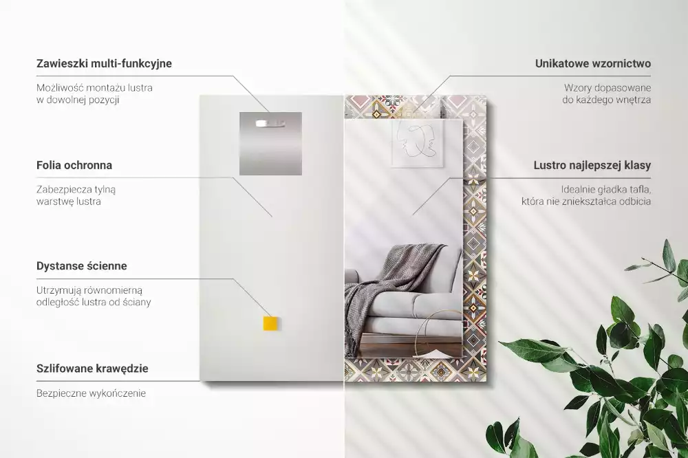 Rechteckiger dekorativer spiegel Bunte Fliesenmuster