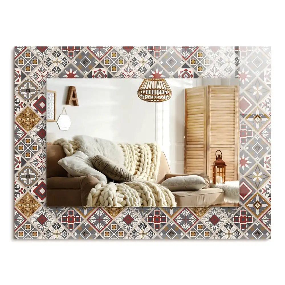 Rechteckiger dekorativer spiegel Bunte Fliesenmuster