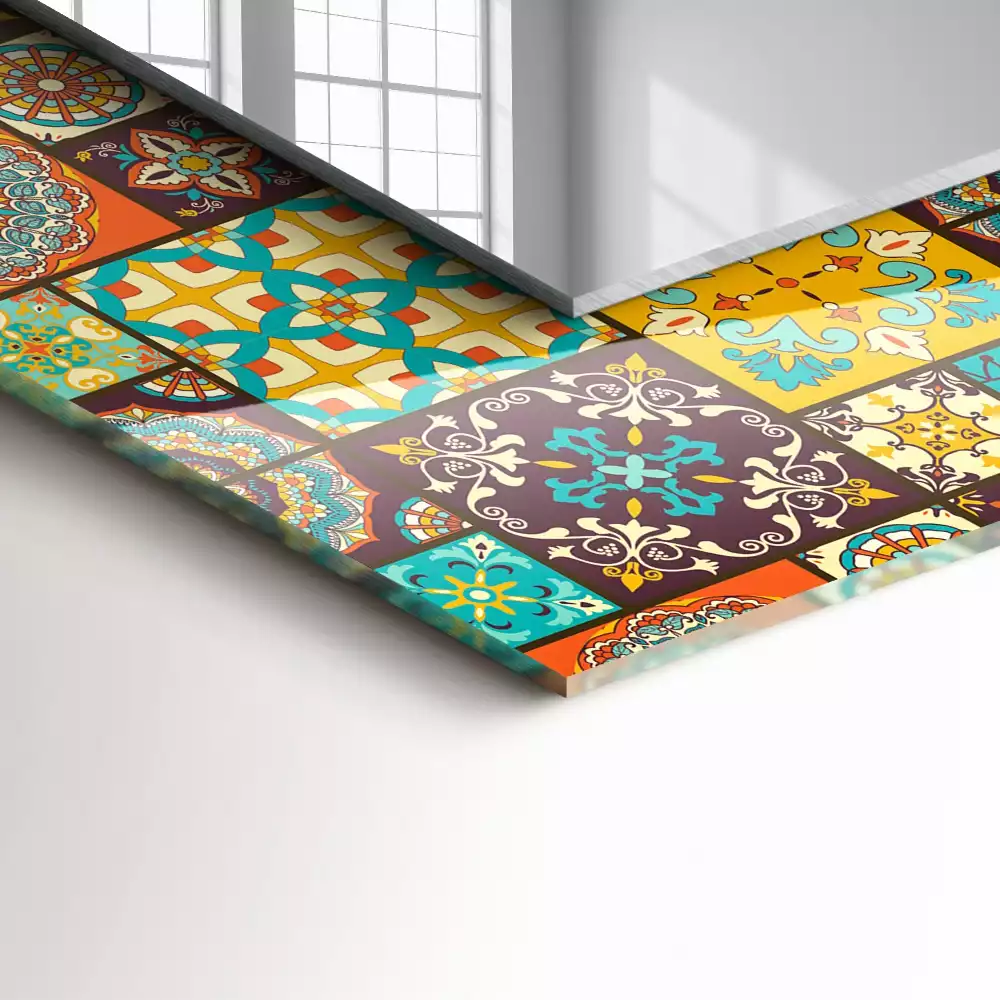 Spiegel mit rechteckigem aufdruck Bunte Fliesenmosaik