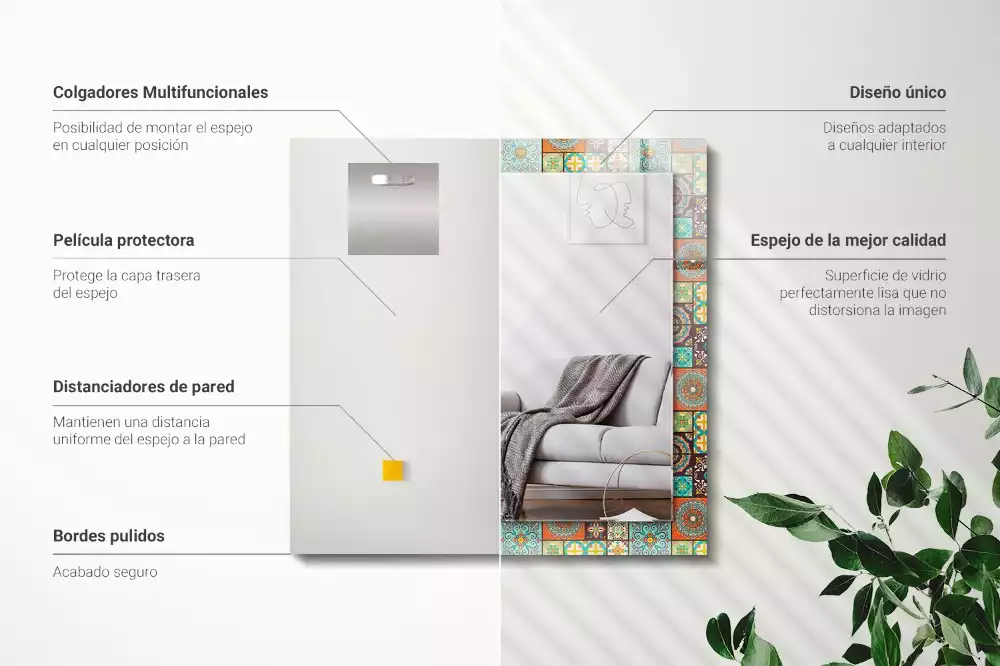 Spiegel mit rechteckigem aufdruck Bunte Fliesenmosaik