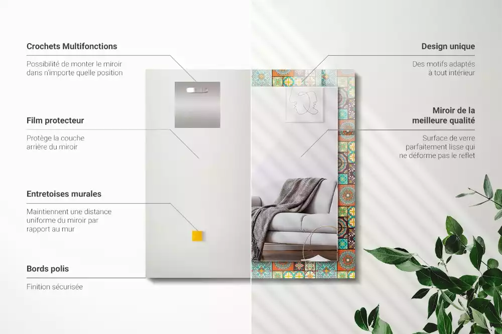 Spiegel mit rechteckigem aufdruck Bunte Fliesenmosaik