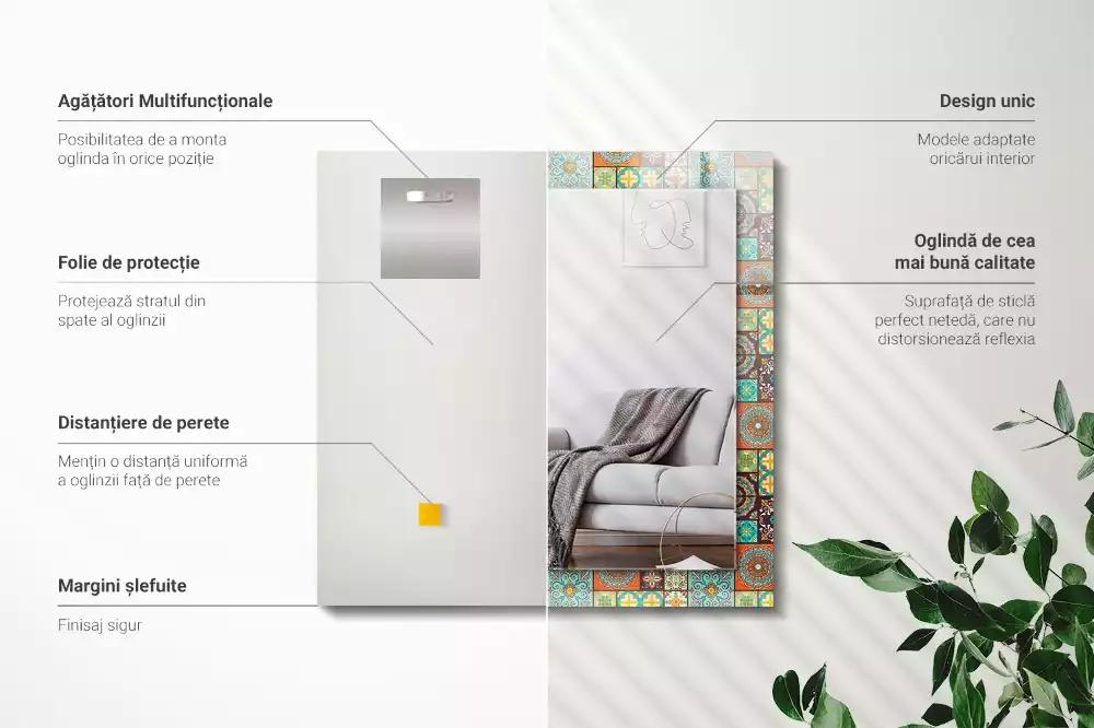 Spiegel mit rechteckigem aufdruck Bunte Fliesenmosaik