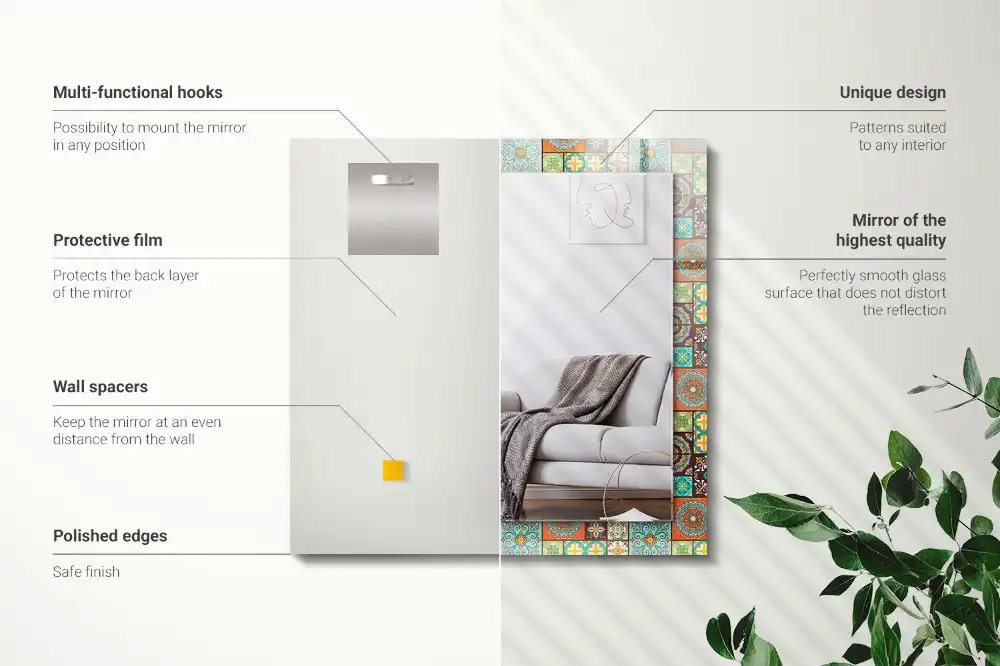 Spiegel mit rechteckigem aufdruck Bunte Fliesenmosaik