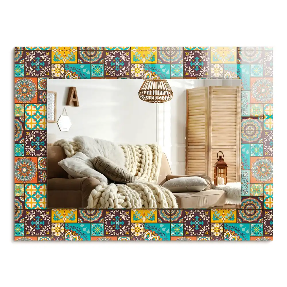 Spiegel mit rechteckigem aufdruck Bunte Fliesenmosaik