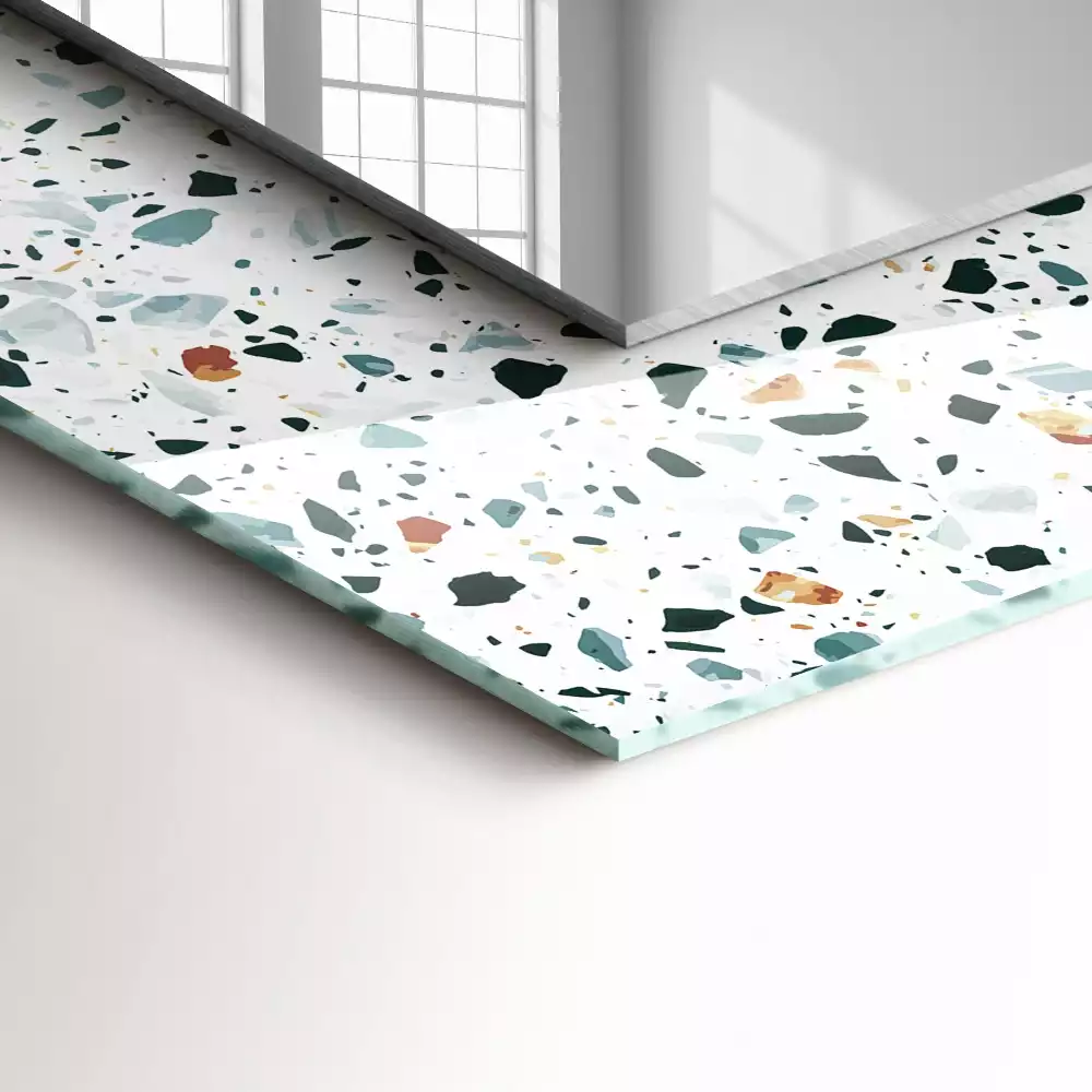 Rechteckiger spiegel Terrazzo-Mosaikmuster