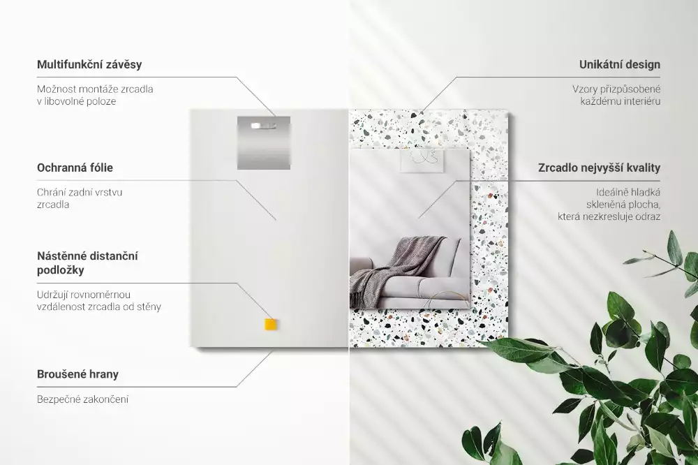 Rechteckiger spiegel Terrazzo-Mosaikmuster