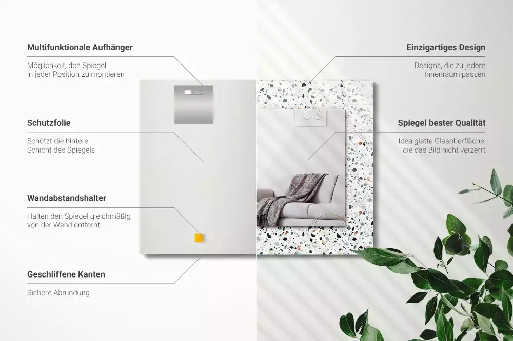 Rechteckiger spiegel Terrazzo-Mosaikmuster