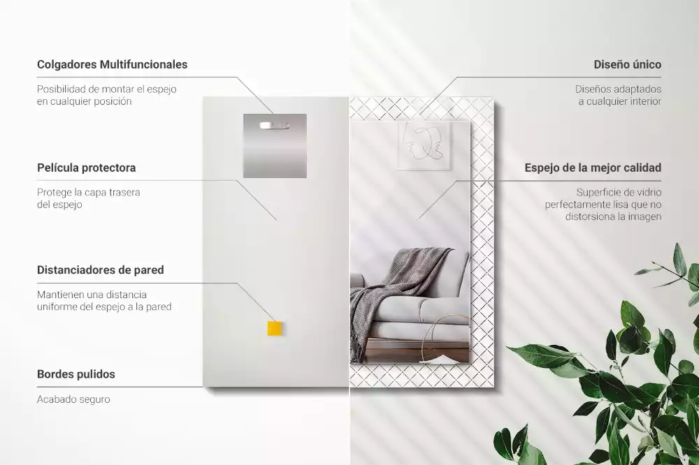 Rechteckiger dekorativer spiegel Karomuster Linien