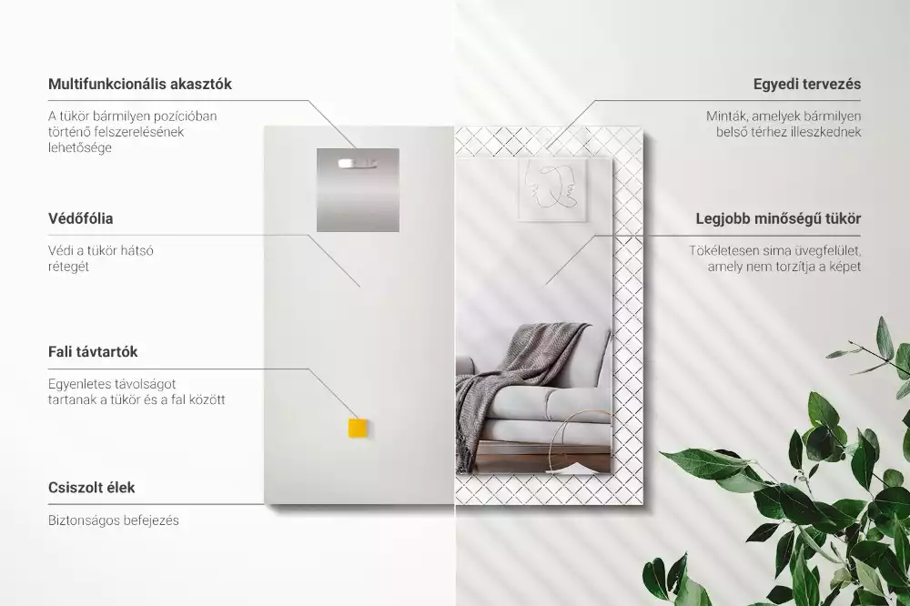 Rechteckiger dekorativer spiegel Karomuster Linien