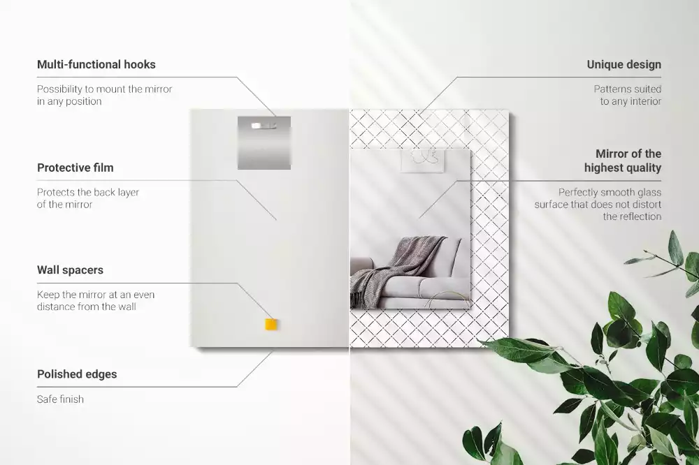 Rechteckiger dekorativer spiegel Karomuster Linien