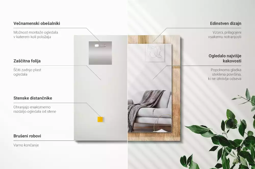 Spiegel mit rechteckigem aufdruck Holzstruktur