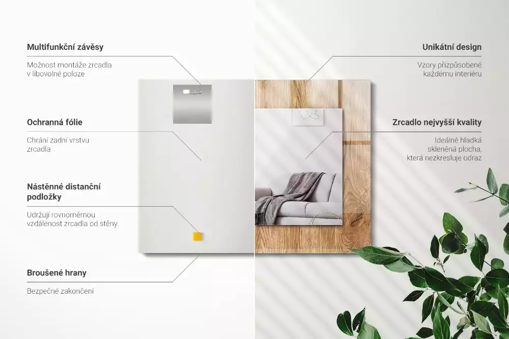 Spiegel mit rechteckigem aufdruck Holzstruktur