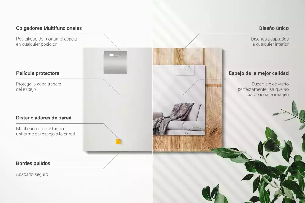 Spiegel mit rechteckigem aufdruck Holzstruktur