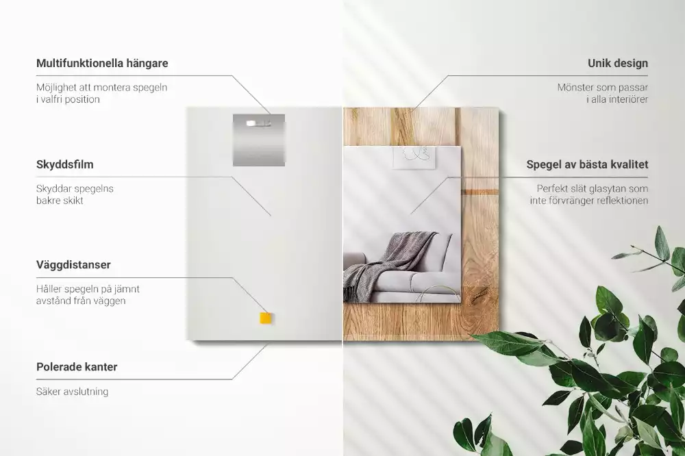 Spiegel mit rechteckigem aufdruck Holzstruktur