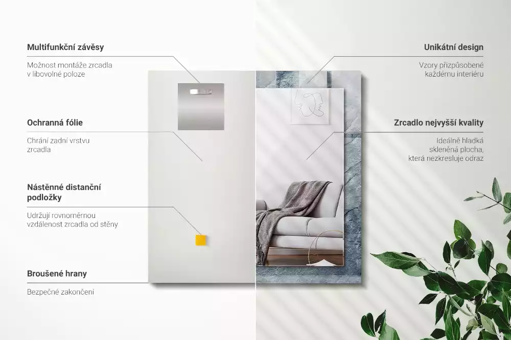 Rechteckiger spiegel Felsstruktur Stein