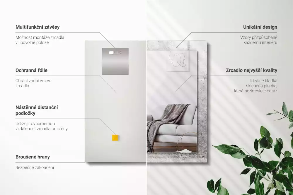 Rechteckiger spiegel Betonwandstruktur