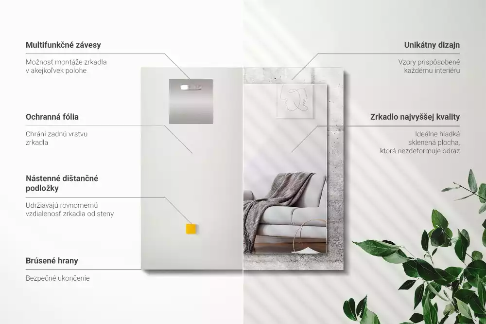 Rechteckiger spiegel Betonwandstruktur