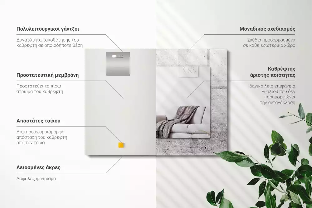 Rechteckiger spiegel Betonwandstruktur