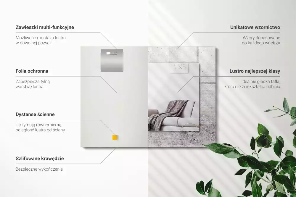 Rechteckiger spiegel Betonwandstruktur