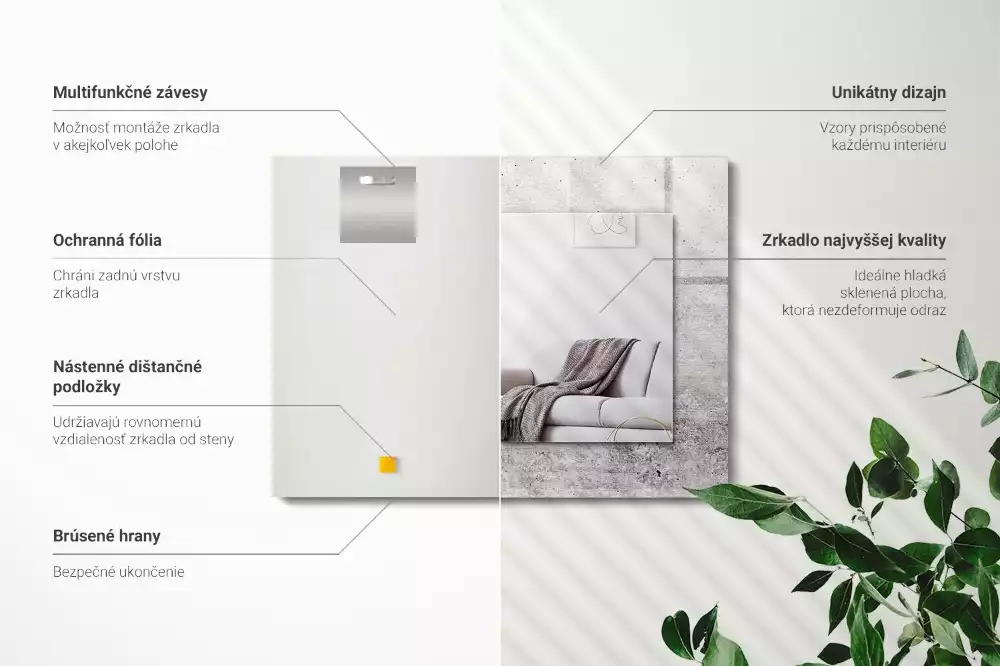 Rechteckiger spiegel Betonwandstruktur