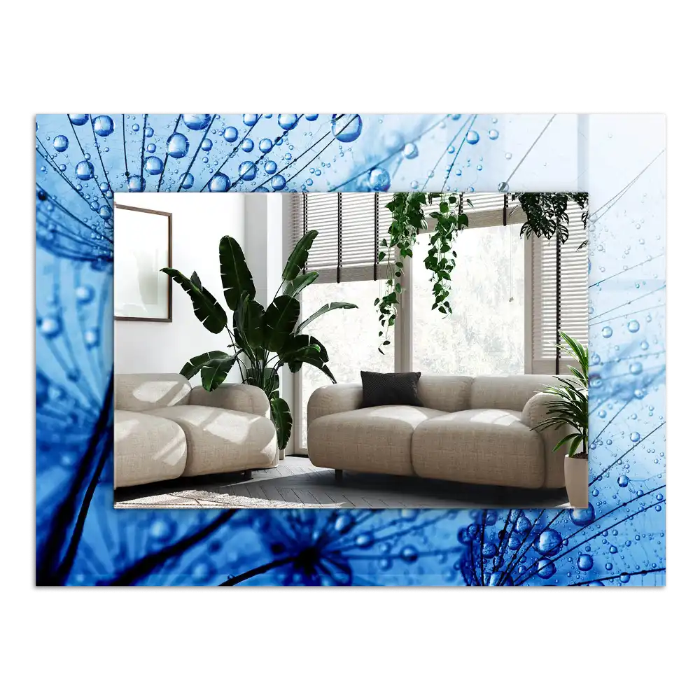 Rechteckiger dekorativer spiegel Wassertropfen auf Pusteblumen