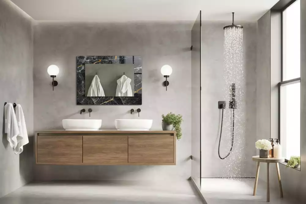 Rechteckiger spiegel Schwarzer Marmoradern