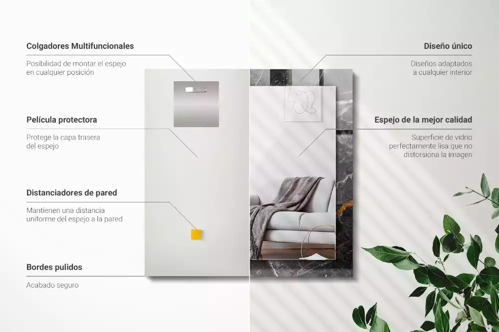 Rechteckiger spiegel Schwarzer Marmoradern