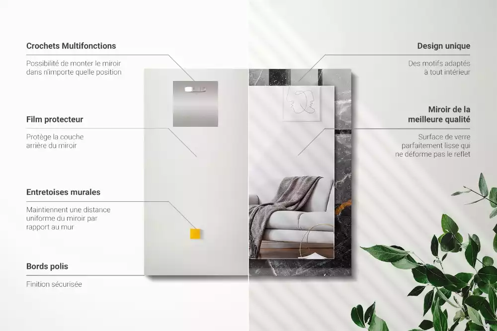 Rechteckiger spiegel Schwarzer Marmoradern