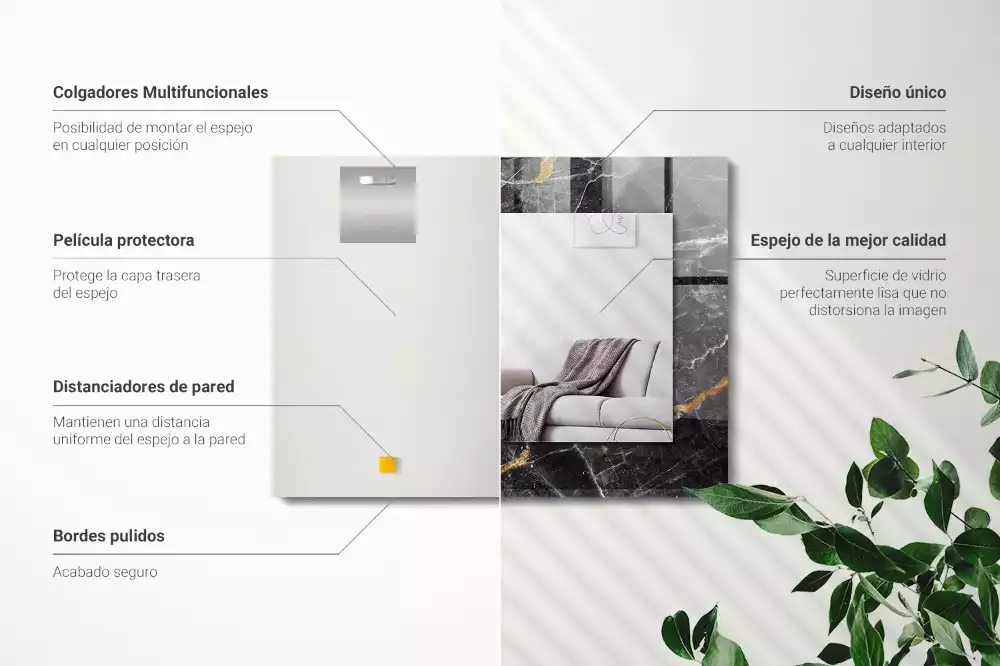 Rechteckiger spiegel Schwarzer Marmoradern