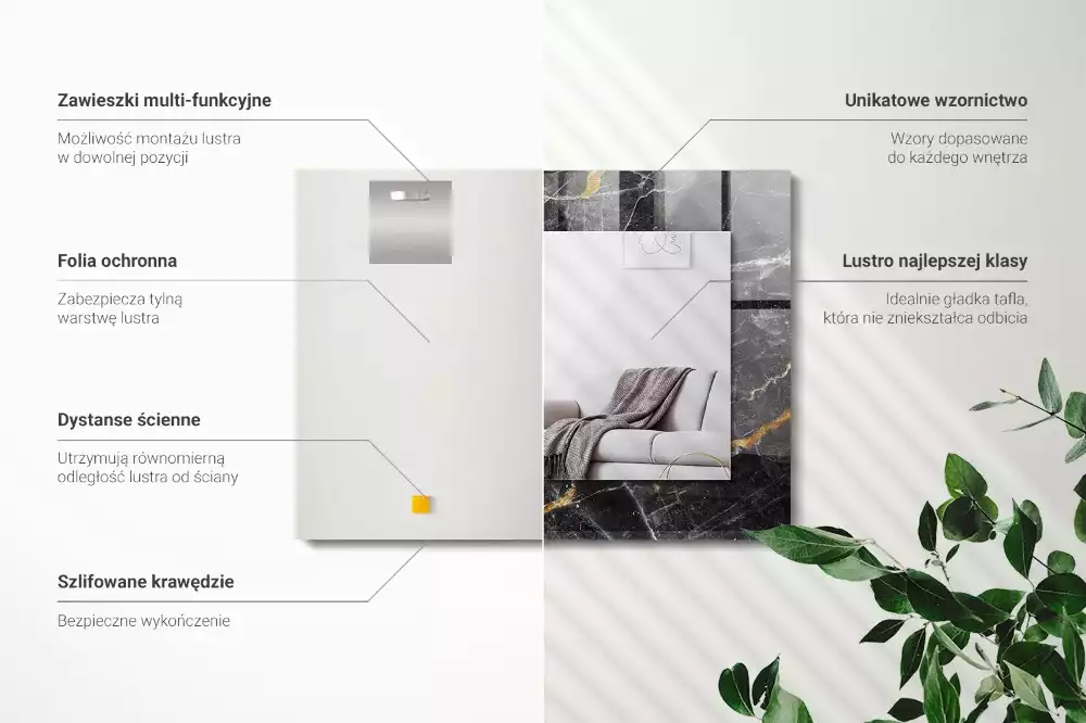 Rechteckiger spiegel Schwarzer Marmoradern