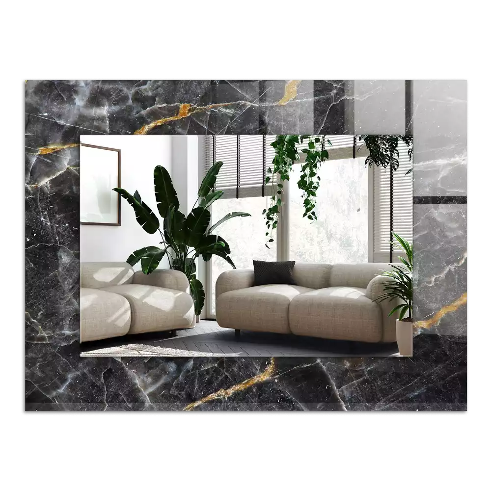 Rechteckiger spiegel Schwarzer Marmoradern