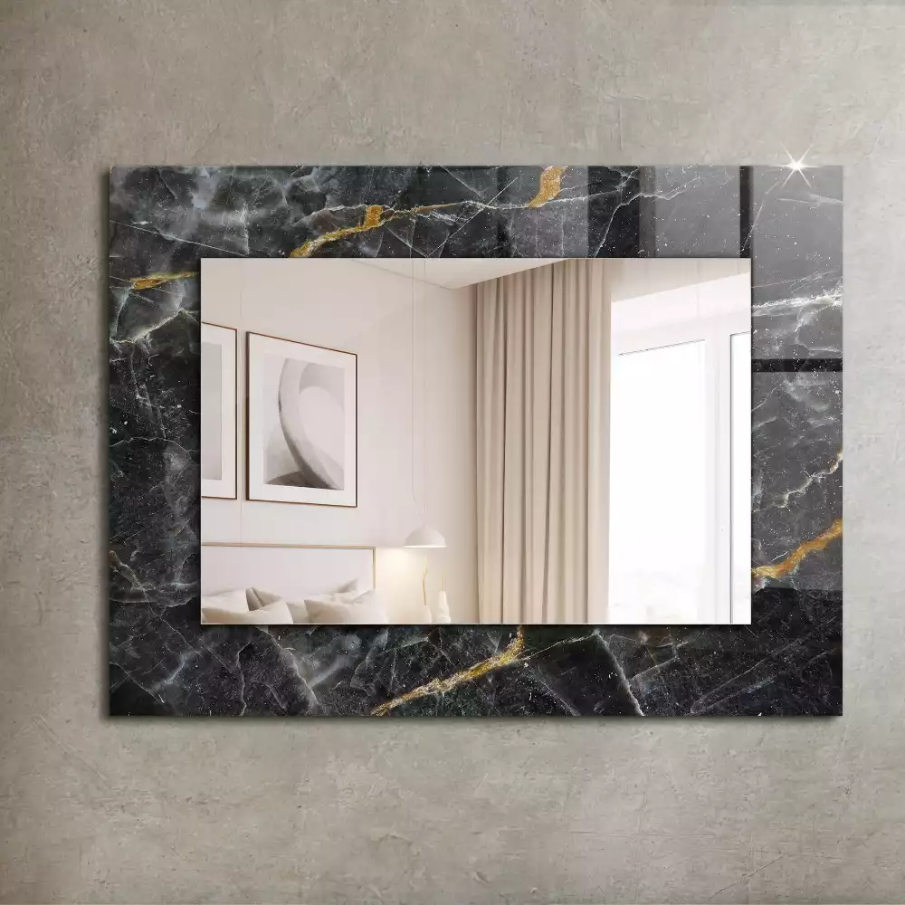 Rechteckiger spiegel Schwarzer Marmoradern