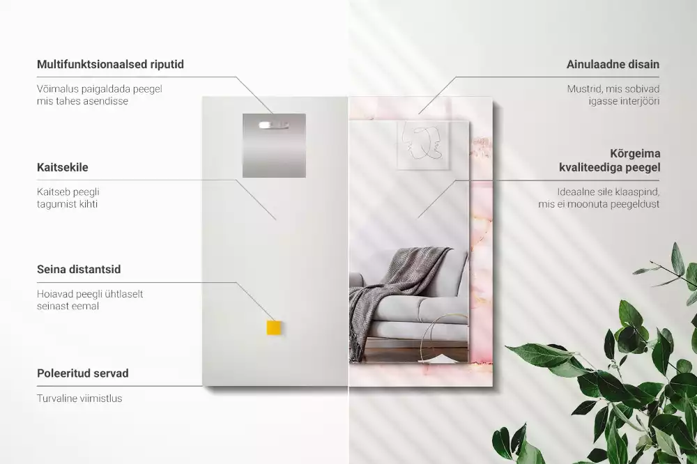 Rechteckiger dekorativer spiegel Rosa Marmormuster