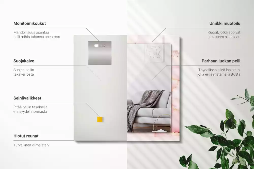 Rechteckiger dekorativer spiegel Rosa Marmormuster